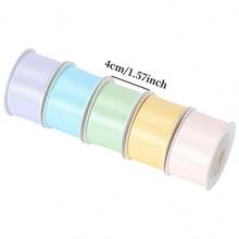 5 Rolls Colorful High Density Polyester Satin Ribbon, Soft Texture, Suitable For Flower Gift Wrapping, Fruit & Blue Decor Bows, Cake Baking Packaging Tapes, Handmade Sewing Craft DIY Bow Ribbons - Style 1 - View 12
