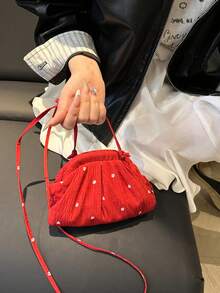 Túi đeo chéo mini hình đám mây dành cho nữ, túi đeo vai nhỏ thời trang Hàn Quốc, túi đựng son môi. - Đỏ - Xem 7