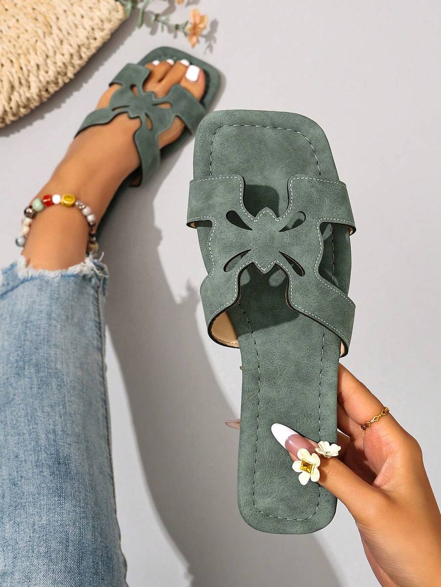 Ximi Ruo Women's Casual Flat Sandals, Woven Roman Style, Open Toe, Suitable For Spring, Summer, Beach, Vacation, Matching Dresses - Lime Green - View 1