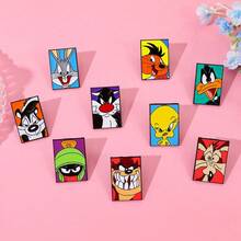 Warner Bros 华纳兄弟 1/9 件装创意卡通动物胸针趣味兔八哥别针金属徽章饰品服装背包配饰礼品 - 彩色 - 查看 12