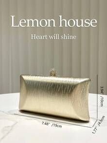 1 pièce Sac pochette en matériau PU réfléchissant doré brillant, sac de soirée élégant, sac à main mode avec longue bandoulière, convient pour les occasions formelles comme les banquets, les mariages, les fêtes pour femmes - Doré - Voir 3