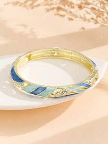 1pc Fashion New Gold-Plated Diamond Enamel Filigree Bracelet Jewelry Gift For Women And Girls - Baby Blue - View 4