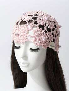1 pièce Chapeau Beanie tricoté vintage ajouré, léger et fait main avec perles, pour femmes, printemps/été - Bonnet tricoté - Voir 15