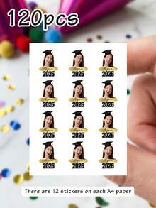 Custom Photo Temporary Tattoo Stickers Personalized Graduation Portrait Design, Celebration Style Body Decor For Graduation Party Ceremony, Customized Name Date Tattoo Decal Keepsake Gift, Customizable Favor For Friends Classmates Family Graduation Season - Multicolor - View 12
