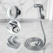Anti-Rust High Pressure Handheld Shower Set - Bathroom Cleaning Gun, Includes 59-Inch Flexible Hose And Wall Mount Bracket, Self-Cleaning Nozzle For Toilet/Shower/Pet Cleaning, Handheld Toilet Sprayer, Toilet Faucet, Diaper Cleaning Sprayer, High-Pressure Shower Head, Ideal For Women's Hygiene Cleaning, Bathroom Cleaning System, Modern Shower Head, Durable Plastic Hose. - Set - View 14