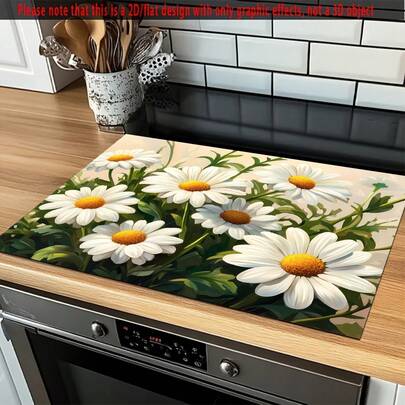 1pc White Daisy Flower Creative Theme Style Coffee Machine Mats, Dish Mats, Tableware Mats, Table Mats, Especially Suitable For Coffee Machines And Coffee Pots, Bar Mats, Bar Accessories, Very Suitable For Kitchen Use.