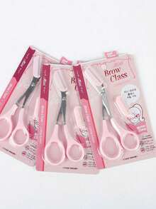 Smooth Cutting Edge, Won't Tear Hair. Ideal For Trimming Eyebrows, False Lashes And Fine Stray Hairs. Waterproof, Sharp And Eyebrow Razor. Eyebrow Trimmer, Comb, Scissors, Eyebrow Groomer, Lash Remover, Rust-Resistant And Durable, With Comfortable Handle For Long-Time Use Without Fatigue. - Multicolor - View 7