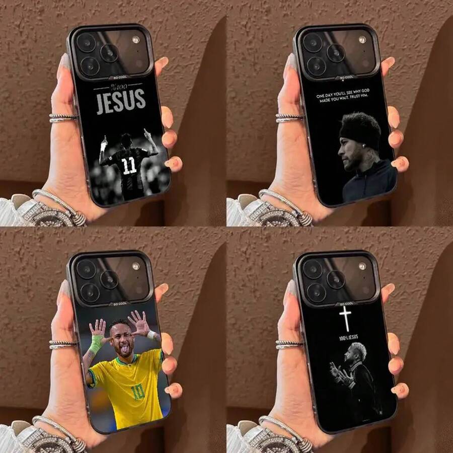 Funda para teléfono Cross N-Neymar Jesus para iPhone 17, 16, 15, 14, 13, 12, 11, Pro, Max, Plus, E, Air, cubierta de TPU negra - Amarillo - Ver 1