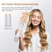 UKLISS 5-In-1 Green & Gold Hot Air Comb: 800W Multi-Purpose Tool For Curling, Straightening & Drying, Portable For Travel & Great Valentine's Present - White - View 5