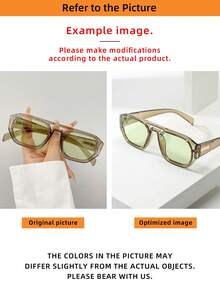 1pc Men's Retro Double Bridge Frame High-Quality Lightweight Luxury Minimalist Fashion Glasses (Suitable For Driving, Travel, Leisure, Outdoor, Sports, Daily Use) For Summer Beach Vacation,Outdoor,Travel - Green Frame Green Film - View 6