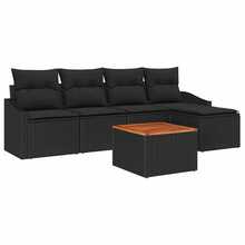 vidaXL Gartensofa-Set Mit Speicher 6 Pcs Schwarz Poly-Rattan - Schwarz - Übersicht 2
