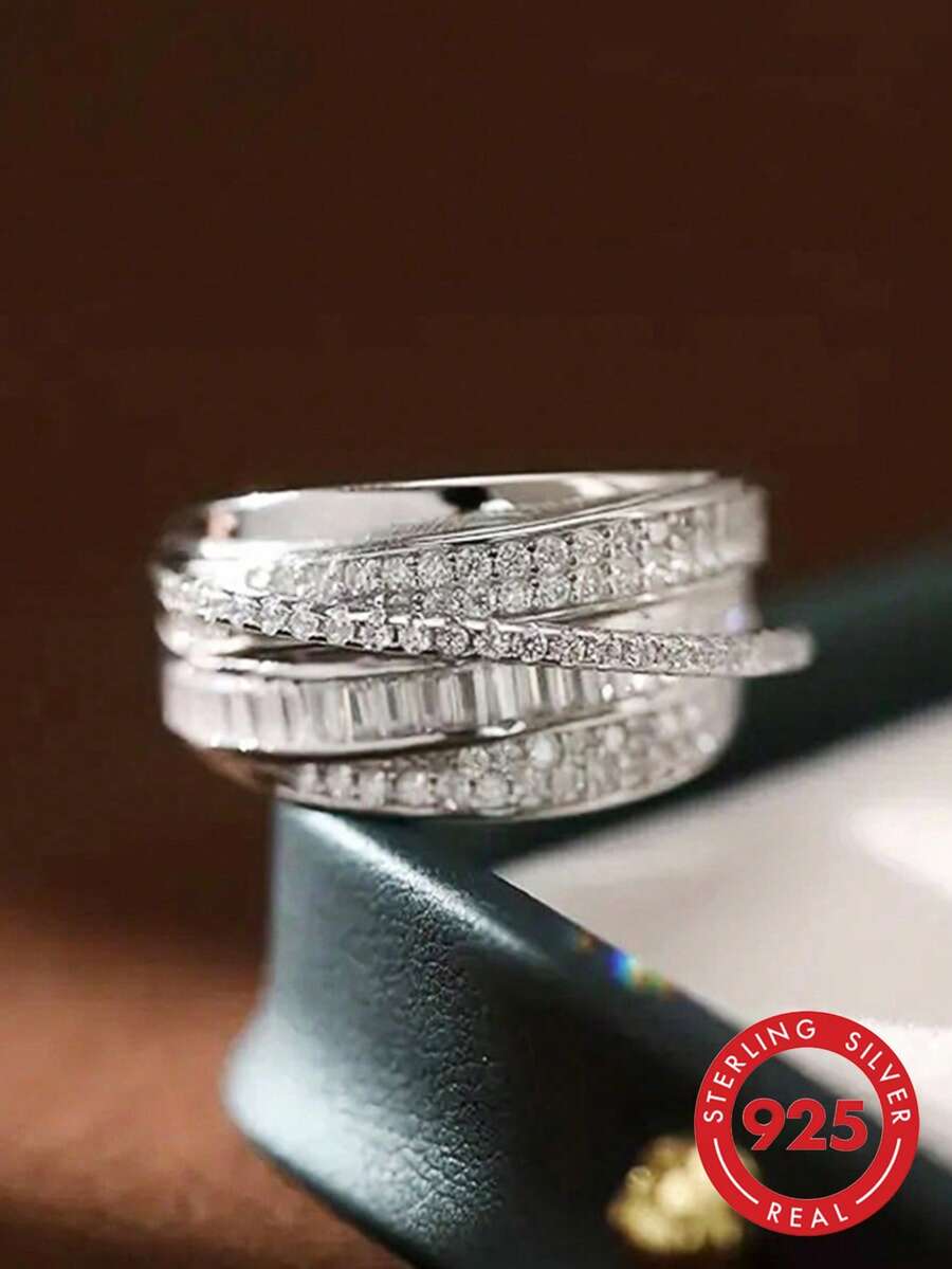 1pc 925 Sterling Silver Ring, Versatile For Daily Outfit, Party Accessory, High-Quality Women's Ring, Exquisite Jewelry Gift
