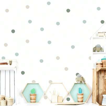 1/2pcs2D Neutral Polka Dot Wall Stickers Set, Peel And Stick Boho Nursery Wall Decals, Aesthetic Kids Room Bedroom Decor