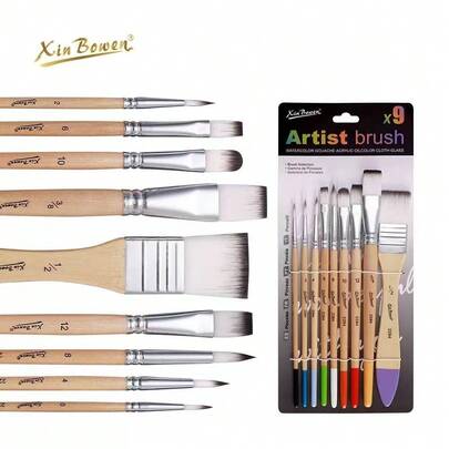 Bộ 9 cọ vẽ chất lượng cao, thích hợp cho vẽ tranh sơn dầu, màu nước và acrylic.