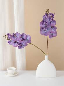 1pc Artificial Phalaenopsis Orchid Flower, Suitable For Wedding Party Decor, Cake Decor, Home Living Room Tabletop Decor, Autumn Party Decor, Harvest Tabletop Decor, Wreath Decor - Purple - View 2