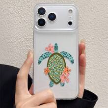 1pc Transparent Shockproof Phone Case, TPU Soft Shell UV Painted With Sea Turtle & Flower Pattern, Compatible With IPhone 7/8/7 Plus/8 Plus/X/XS/XR/XS Max/11/11 Pro/11 Pro Max/12/12 Pro/12 Pro Max/12 Mini/13/13 Pro/13 Pro Max/13 Mini/14/14 Pro/14 Pro Max/14 Plus/15/15 Pro/15 Pro Max/15 Plus/16/16 Pro/16 Pro Max/16 Plus/17/17 Pro/17 Pro Max/Air - Multicolor - View 4