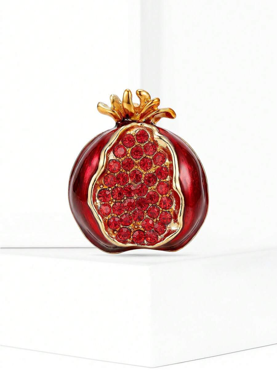 1pc Zinc Alloy Pomegranate Brooch - Red 5769 - View 1