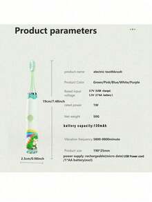 1 pieza Cepillo de dientes eléctrico recargable/a pilas, a pilas con 1 botón y 1 velocidad, recargable con 1 botón y 4 velocidades, incluye 6 cabezales de cepillo - Blanco - Ver 11