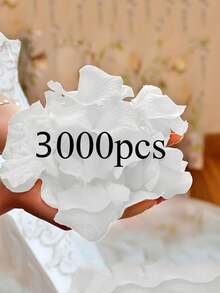 3000/1000/100片人造白色玫瑰花瓣，完美適用於婚禮走道、求婚背景牆和禮品盒填充，適合生日派對、婚禮慶典、求婚、主題派對、週年紀念和新娘派對 - 均碼 - 查看 10