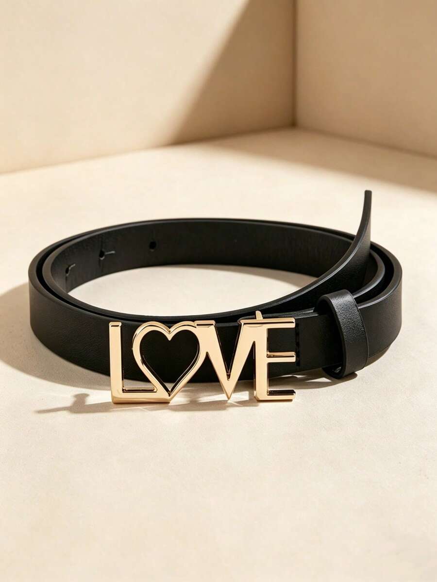 1条女士新款LOVE字母真皮腰带，黑色细腰带，百搭时尚腰带，厂家直销 - love - 查看 1