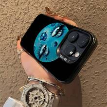 Arte facial estilizado de luna azul.funda de teléfono Fundas compatibles con ,Apple,VIVO,OPPO,,, y Honor.Fabricadas en silicona TPU,ofrecen protección contra golpes y caídas. - Negro - Ver 6