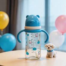 170毫升/270毫升趣味印花塑料婴儿奶瓶，配有可爱小熊瓶盖和提手，易于清洗的宽口奶瓶，重力球设计让喂奶更轻松。 - 彩色 - 查看 2