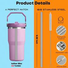 Stainless Steel Straws Compatible With IceFlow 2.0 Flip Straw Tumbler 20oz, 6 Pack Reusable Metal Straws Flow 20oz 2.0 Cup Lid Only, Plus Straw Brush - 20 OZ 2.0 - Xem 5