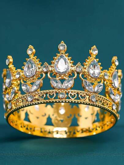 Vương miện cô dâu, Vương miện tròn đính đá bằng hợp kim, Phụ kiện cưới, Quà tặng tiệc sinh nhật, Halloween, Giáng sinh, lễ hội Carnival