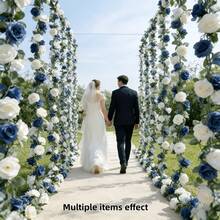 8/4/2pcs Blue & White Rose Eucalyptus Artificial Hanging Garland, With Roses And Leaves - Plastic Fake Flower Wreath, Artificial Flower Vine - Multicolor - View 12