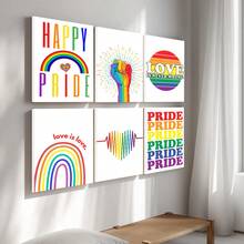 1/6 Stücke/Set LGBTQ+ Pride Leinwand Poster, Regenbogen-Themen Wandkunst Dekoration, lebendiges mehrfarbiges Design, mit den Zitaten "Happy Pride", "Love Is Love", "Love Is Never Wrong", Gleichberechtigung & Inklusion Heimdekoration, Gemälde, moderne Pride Month Wanddekoration, Wohnzimmer Schlafzimmer Apartment Ästhetik Ornament, minimalistischer Regenbogen-Muster, Innenraum Wandbehang Kunst, optional mit Rahmen - Mehrfarbig - Übersicht 7