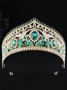 1pc Bohemian Style Rhinestone Crown, Suitable For Weddings, Anniversaries, Birthdays And Other Holidays - Half Crown - View 5