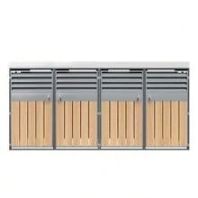 Garbage Can Storage Box, Ventilation Opening With Louvers, Lockable, Planting Area - 4 Doors - View 12