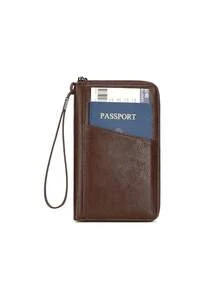 CHARM INFINITE Neue RFID Anti-Magnetische Geldbörse, Reißverschluss Passtasche, Zertifikattasche, Ticket Aufbewahrungstasche, Multifunktionale Reisebörse mit großer Kapazität, Modische Reisetasche für Flugreisen ins Ausland - Kaffeebraun - Übersicht 10