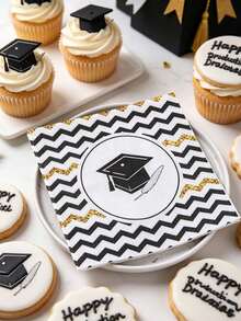 40pcs Graduation Party Napkins - Perfect For School, College And High School Graduation Celebrations | Disposable Napkins Suitable For Graduation Ceremony, Photo Booth And Family Graduation Party - Graduation Cap Printed Napkins - View 3