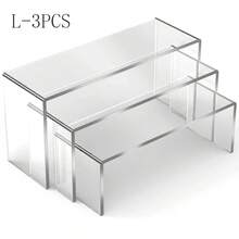 1/2/3 Sets Acrylic Display Risers, Product Stand, Jewelry Display Riser Shelf Showcase Fixtures For Dessert Cupcake Candy Figure Treat Action Showcase(Clear,Small Set) - Clear - View 11