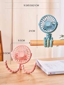 Octopus Baby Stroller Fan With Flexible Legs, 3 Speed USB Rechargeable Portable Fan, 360° Adjustable & Foldable Hands-Free Desk Fan, Low Noise With Night Light For Travel, Camping, Treadmill, Golf Cart, Office, Indoor & Outdoor Use - #黑色 - 查看 7