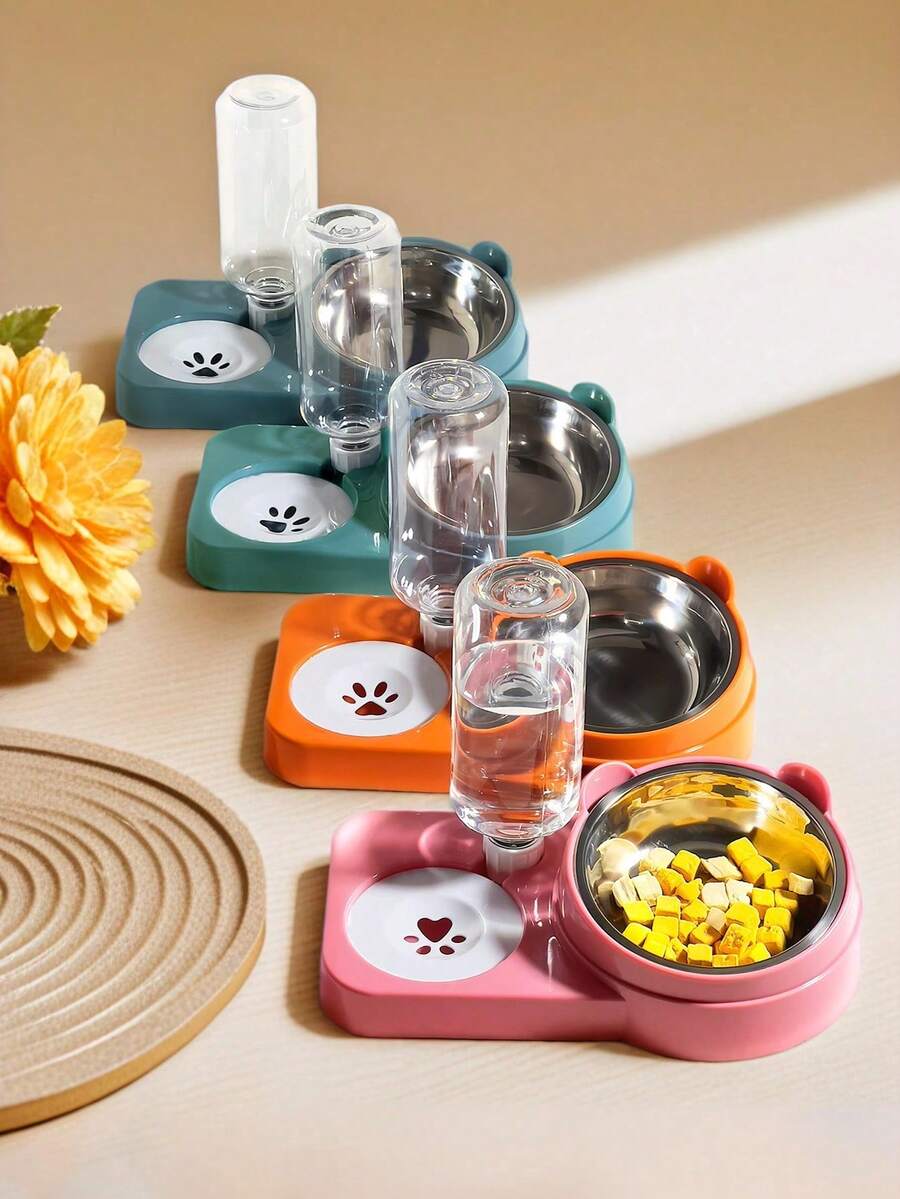 1 bát ăn và uống đa năng cho thú cưng: bát cho chó, bát đựng thức ăn cho mèo, bát uống nước cho thú cưng, bát trữ nước tự động, máng ăn cho thú cưng, bát thép không gỉ có thể tháo rời và dễ dàng vệ sinh, bát ăn và uống tích hợp. - Nhiều màu - Xem 1