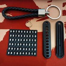 1 pieza Llavero con placa de número de teléfono para coche, placa de contacto de estacionamiento multifuncional, compacto y ahorra espacio, accesorio esencial para el interior del coche adecuado para todos los modelos de vehículos - Llavero con números - Ver 10