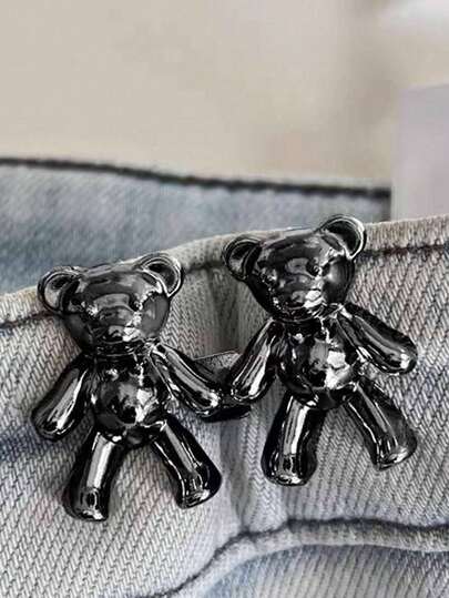 Boucle de ceinture en jean sans couture, boucle de réglage de taille en forme d'ours mignon, outil pour resserrer les jeans amples, accessoire de ceinturage de taille