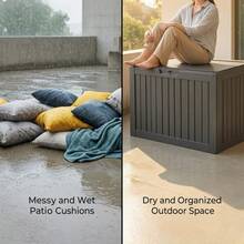 Black Waterproof Resin Outdoor Storage Deck Box With Secure Lockable Design, All-Weather Patio Organizer For Garden Tools & Outdoor Furniture Essentials - C - View 8