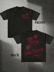 1pcs Women's Double-Sided Printing Von Dutchh Heart Logo With Key And Year 1999 Fabric Soft & Skin-Friendly Unisex Style Gifts For Spring Festival, Valentine's Day, St. Patrick's Day & World Cup-Van Dutch Dragon Print Women T Shirt Classic Americana Style Graphic Tee,Summer Outfits,Vacation Outfits Women,Summer Outfits For Women,Spring Outfits For Women,Summer Tops,St Pattys Day Outfit,Easter Outfit WomenWomen's Summer Clothing: Retro-Style Printed T-Shirt, Unisex, Perfect For Holidays, Parties, And Gifts - 黑色 - 查看 1