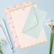 36 hojas de papel de escribir + 18 sobres Juego de papelería, papel con diseño de líneas lindas adecuado para cartas, invitaciones, poesía, oficina y estudio, incluye sobres - A - Ver 10