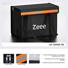Zeee Lipo - Bolsa de batería ignífuga a prueba de explosiones bolsa de almacenamiento de batería Lipo de gran capacidad bolsa segura para carga y almacenamiento 14.2 x 7.8 x 9.8 pulgadas tamaño - negro - Ver 4