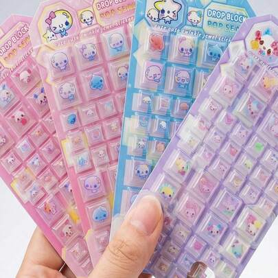 Hình dán dễ thương, hình dán 3D tự làm, hình dán trang trí hoạt hình dập nổi pha lê đáng yêu, quà tặng cho trẻ em và bé gái, hình dán thưởng truyện tranh thủ công, hình dán nhựa chống nước phù hợp cho điện thoại, album, hình dán hoạt hình phong cách pixel cổ điển, quà tặng cho người hâm mộ truyện tranh.