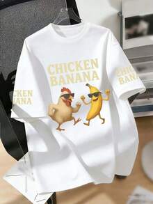Camiseta com Estampa de Desenho Animado Engraçada para Meninos Pré-Adolescentes, Tecido Macio e Confortável, Adequada para Esportes ao Ar Livre, Uso Diário, Estilo de Rua e Campus, e Versátil Casual Fashionable para Primavera/Verão - Branco - Visão 3