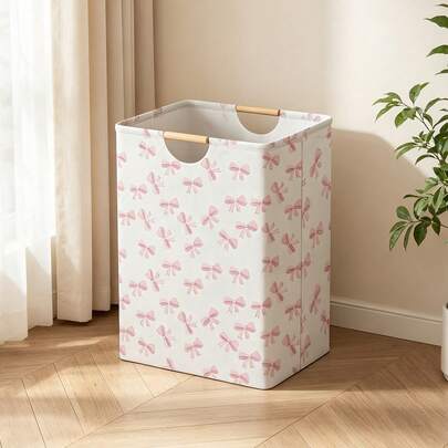 1个蝴蝶印花洗衣篮，52*36.5*24.5厘米大容量布艺脏衣收纳篮，卧室装饰洗衣篮，浴室袜子和玩具收纳篮