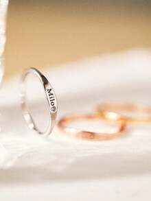 1 pieza Anillo de barra personalizado, adecuado como regalo de aniversario para hombres y mujeres. Se puede grabar con láser su nombre o fecha de nacimiento, perfecto para cumpleaños, Día de la Madre, Día del Padre, San Valentín y Navidad. - Multicolor - Ver 8
