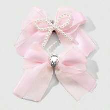 Two Pieces Of Women's Sweet And Versatile Fashion Beaded Ribbon Bow DIY Shoe Clips Shoe Decoration Set - Style 1 - View 6