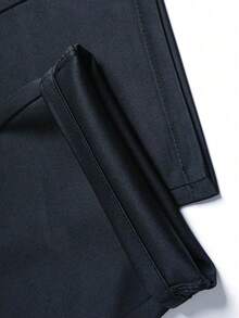 Men's Regular Fit Medium Thick Slant Pocket Straight Leg Pants, Zipper Closure, Suitable For Spring, Autumn And Winter, Business Casual Trousers - Navy Blue - View 5