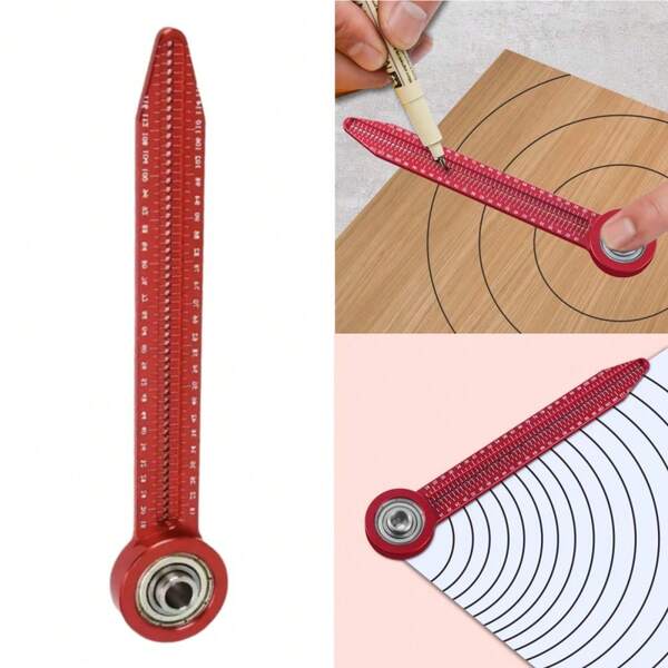Woodworking Universal Compass, Aluminum Alloy Measuring Ruler, Portable Compass Marking Measuring Tool, Woodworking Marking Tool, Marking Gauge, Industrial Compass, Spacing Gauge, Design Drawing Tool, Woodworking Universal Mini Compass, Concentric Axis Design Drawing Engineering Decoration Hole Ruler